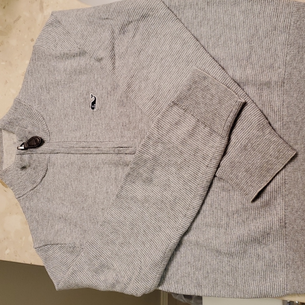 Vineyard Vines boy's size 5 classic quarter-zip cotton-cashmere blend sweater